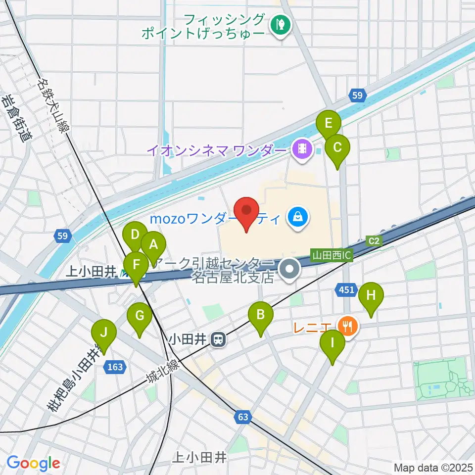 島村楽器 名古屋mozoオーパ店周辺のコンビニエンスストア一覧地図
