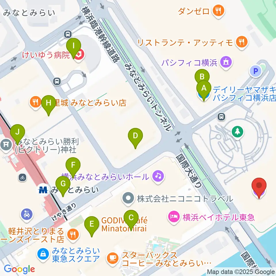 パシフィコ横浜 会議センター周辺のコンビニエンスストア一覧地図