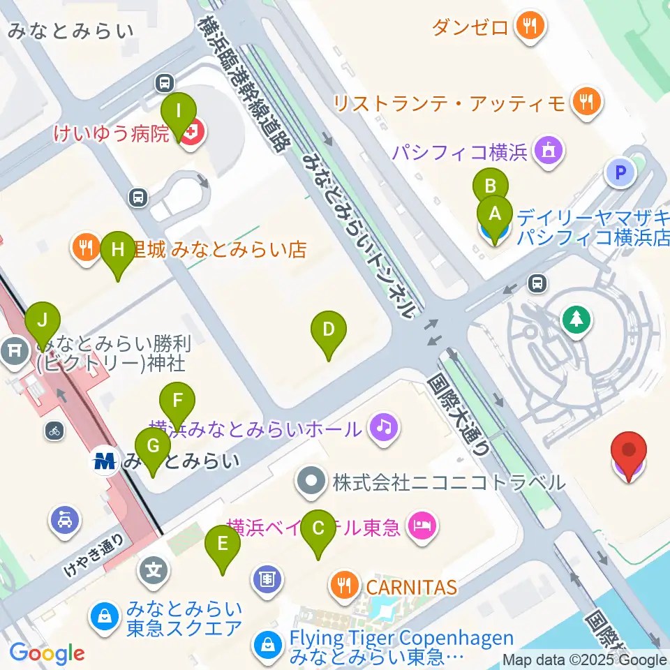 パシフィコ横浜 会議センター周辺のコンビニエンスストア一覧地図