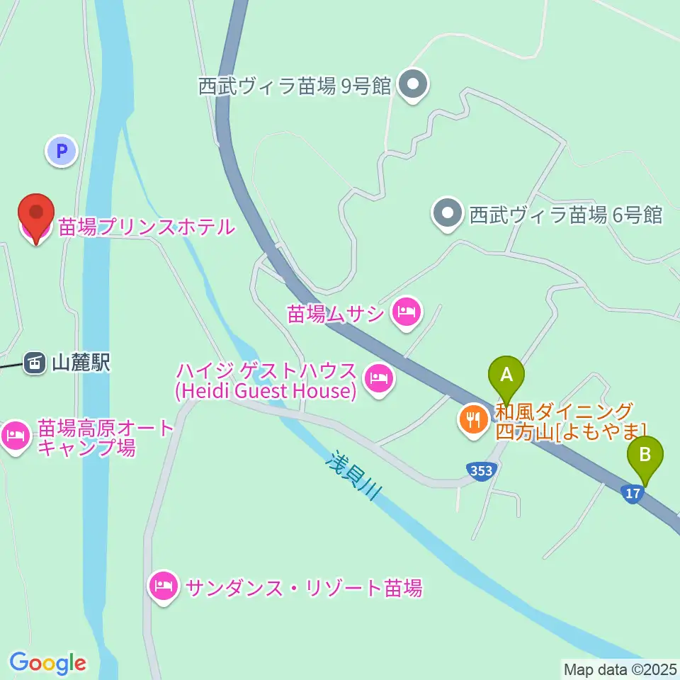 苗場プリンスホテル・ブリザーディウム周辺のコンビニエンスストア一覧地図