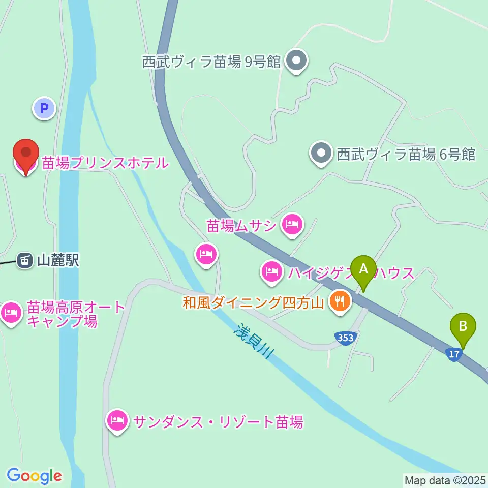 苗場プリンスホテル・ブリザーディウム周辺のコンビニエンスストア一覧地図
