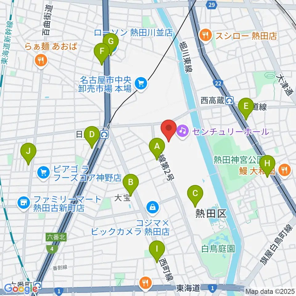 名古屋国際会議場イベントホール周辺のコンビニエンスストア一覧地図
