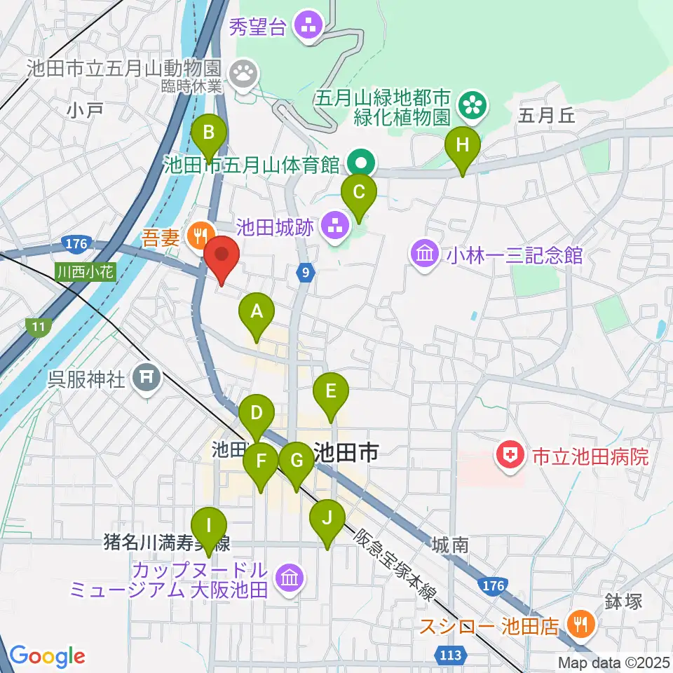 池田呉服座周辺のコンビニエンスストア一覧地図