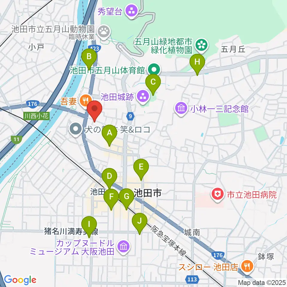池田呉服座周辺のコンビニエンスストア一覧地図