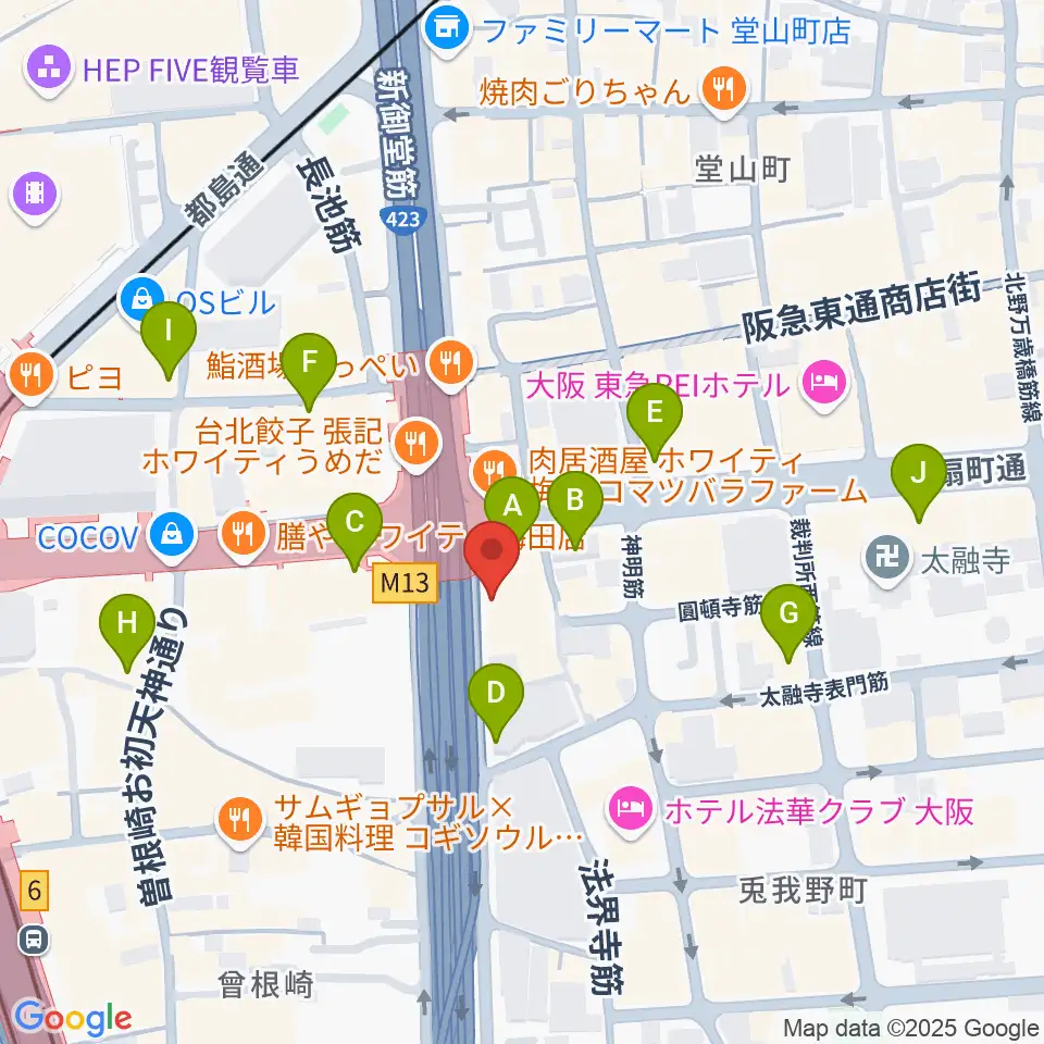 梅田呉服座周辺のコンビニエンスストア一覧地図