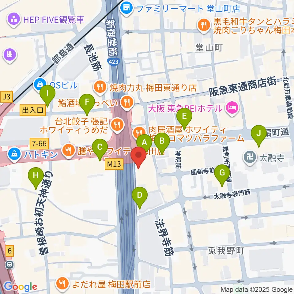 梅田呉服座周辺のコンビニエンスストア一覧地図