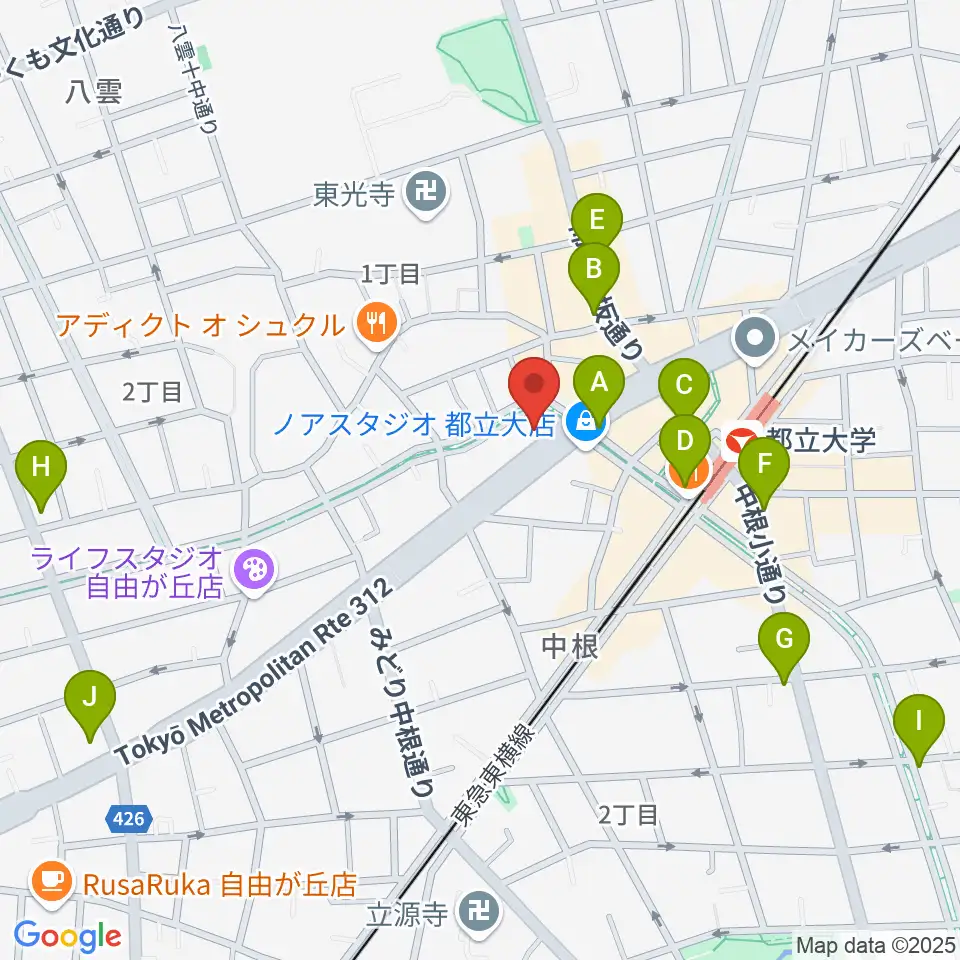 アリオーネ音楽教室都立大教室周辺のコンビニエンスストア一覧地図