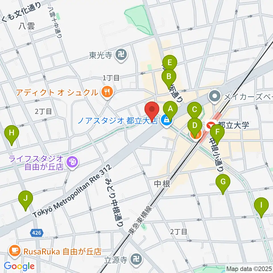 アリオーネ音楽教室都立大教室周辺のコンビニエンスストア一覧地図