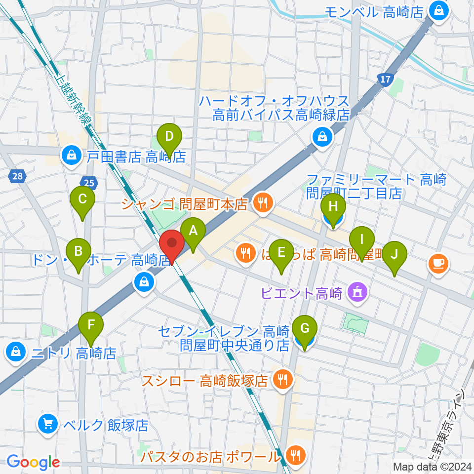 ピアノプラザ群馬ぴあの館周辺のコンビニエンスストア一覧地図