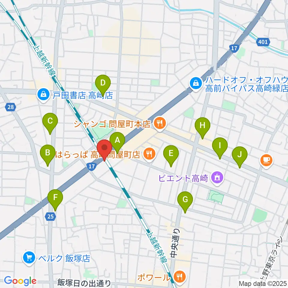 ピアノプラザ群馬ぴあの館周辺のコンビニエンスストア一覧地図
