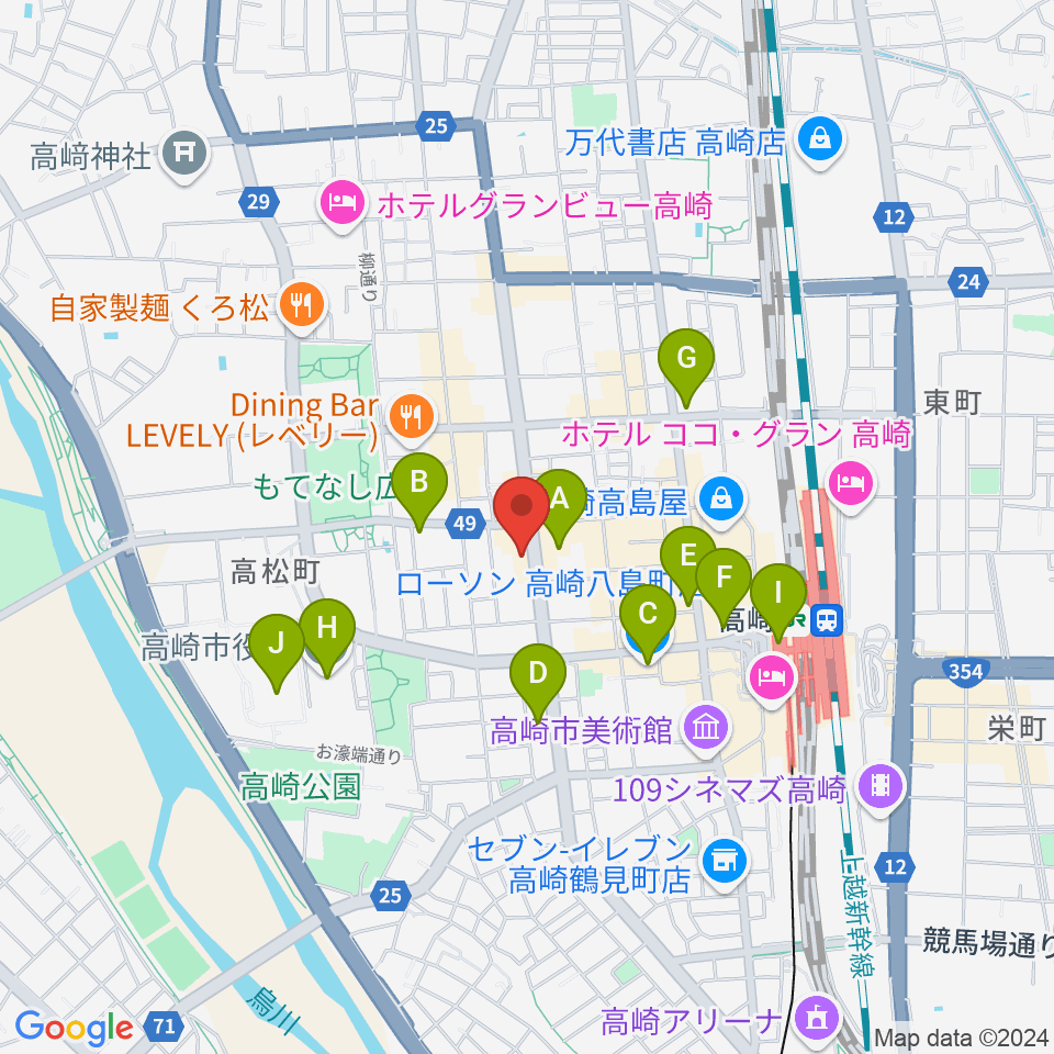 シネマテークたかさき周辺のコンビニエンスストア一覧地図