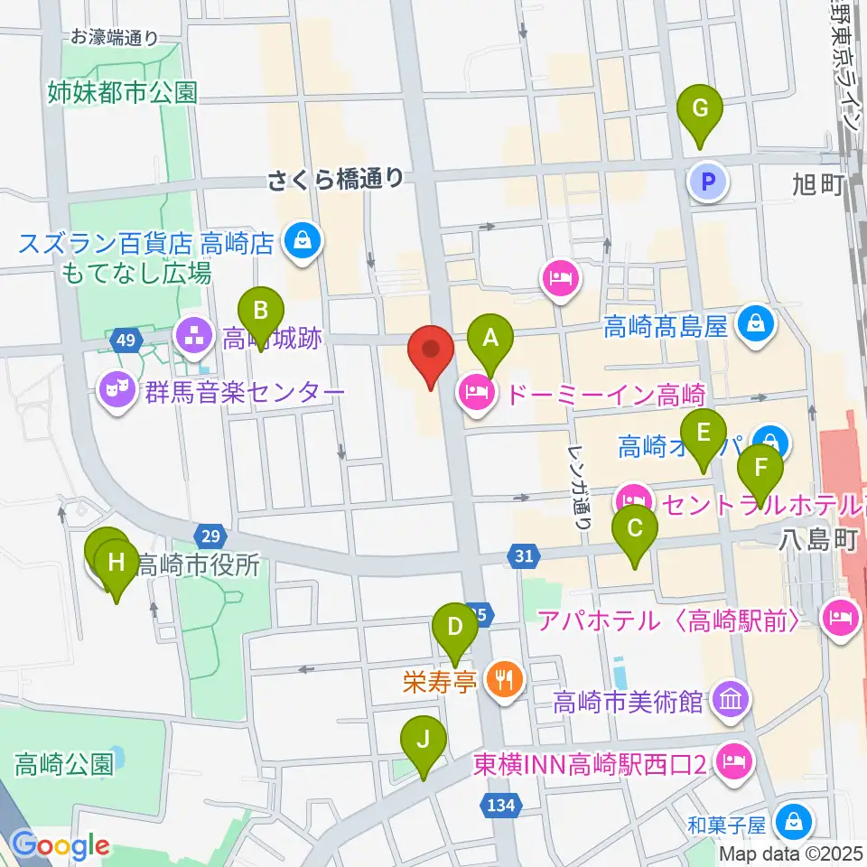 シネマテークたかさき周辺のコンビニエンスストア一覧地図