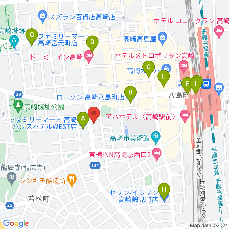 TAGO STUDIO TAKASAKI周辺のコンビニエンスストア一覧地図