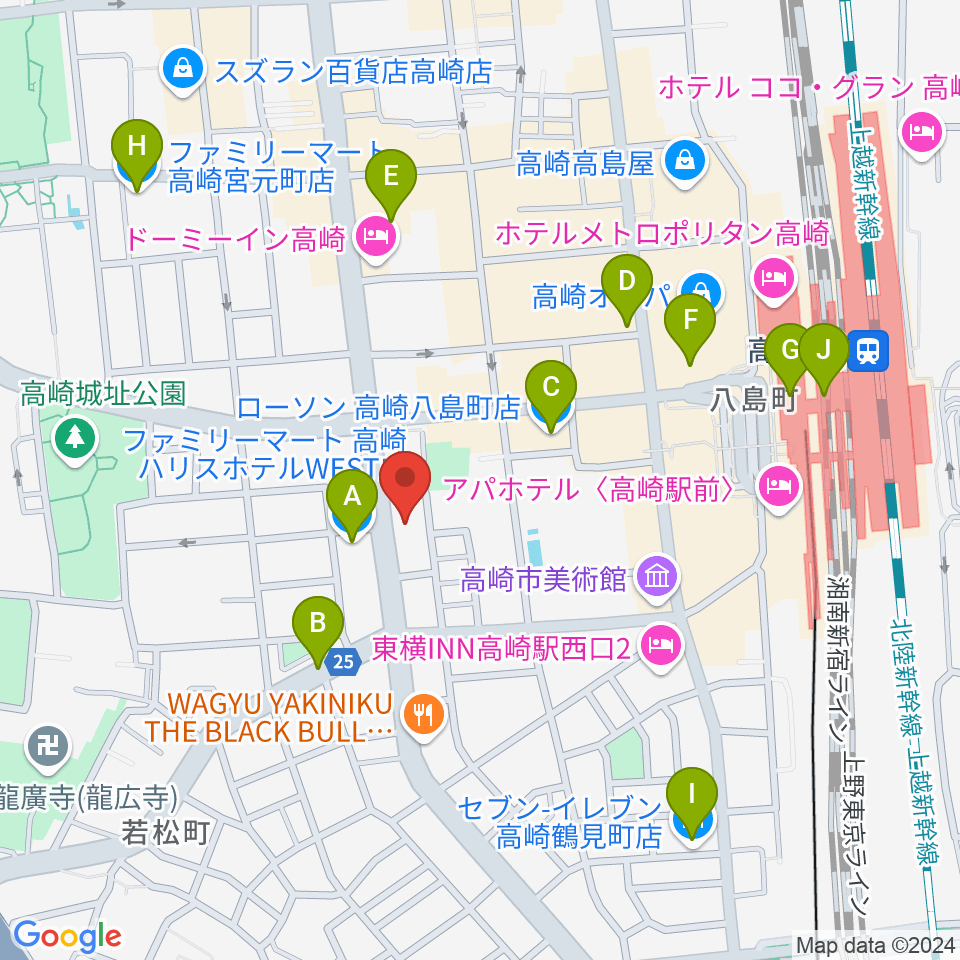 TAGO STUDIO TAKASAKI周辺のコンビニエンスストア一覧地図