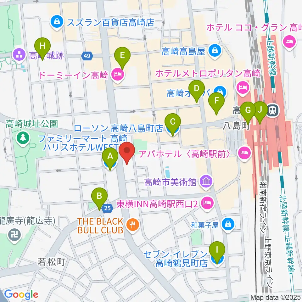 TAGO STUDIO TAKASAKI周辺のコンビニエンスストア一覧地図