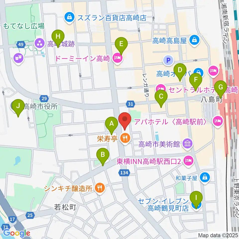 TAGO STUDIO TAKASAKI周辺のコンビニエンスストア一覧地図