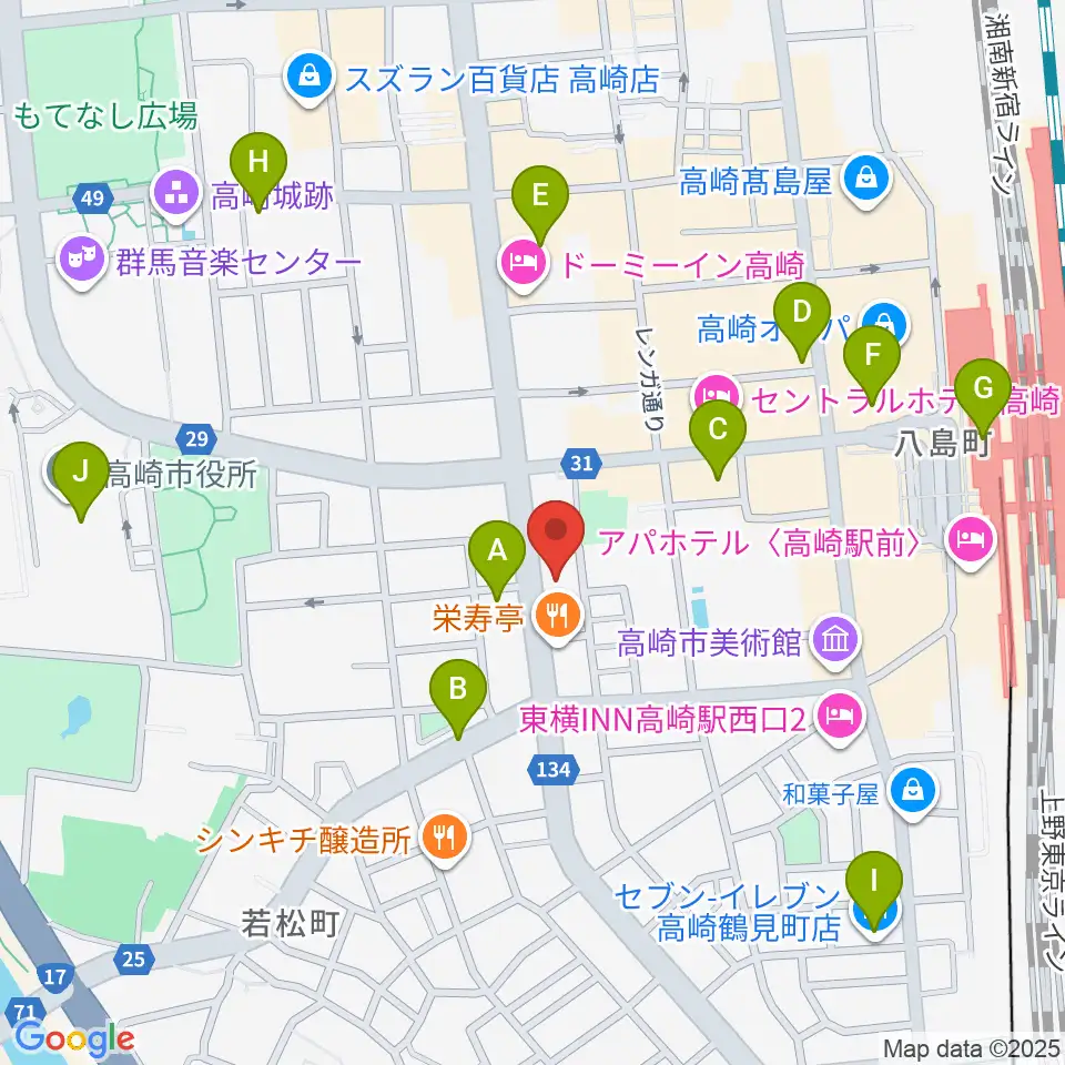 TAGO STUDIO TAKASAKI周辺のコンビニエンスストア一覧地図