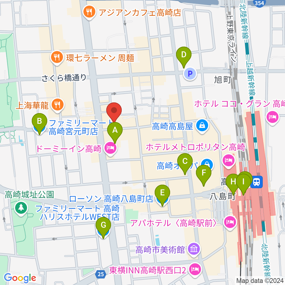 群馬サンバースト周辺のコンビニエンスストア一覧地図