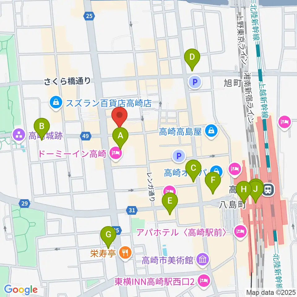 群馬サンバースト周辺のコンビニエンスストア一覧地図