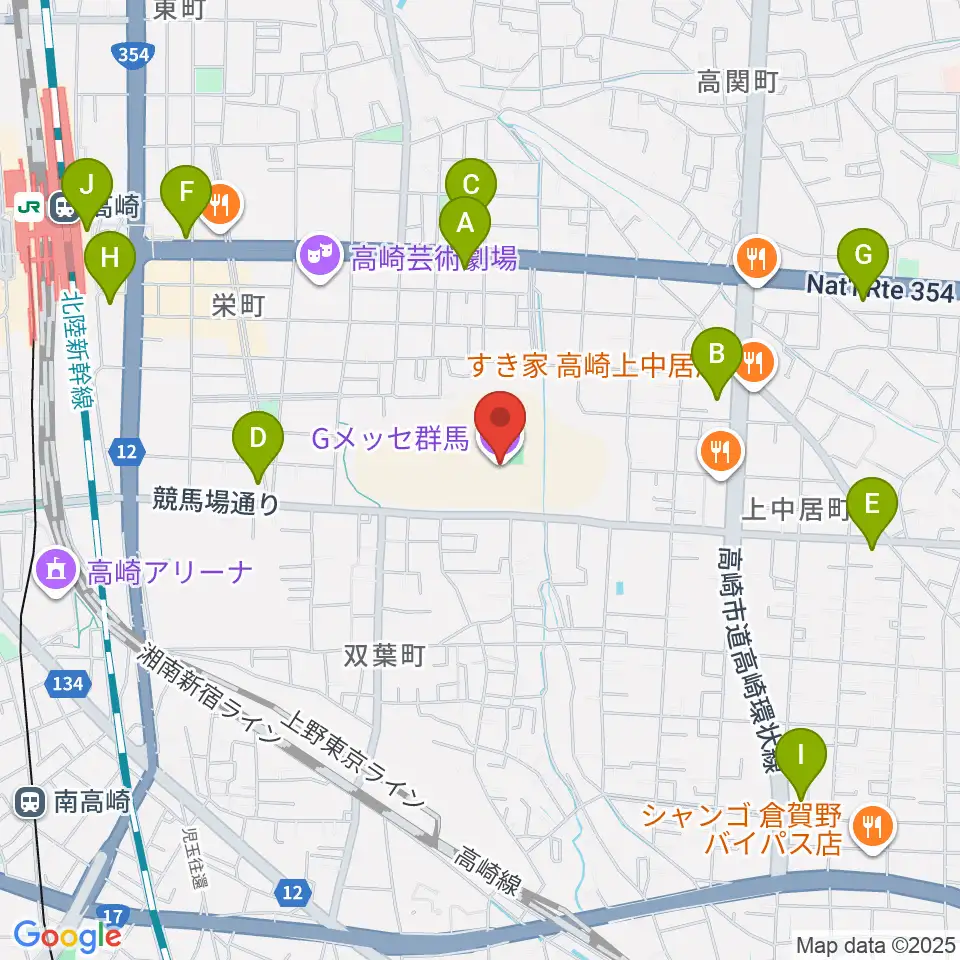 Gメッセ群馬周辺のコンビニエンスストア一覧地図