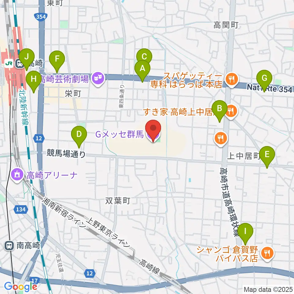 Gメッセ群馬周辺のコンビニエンスストア一覧地図