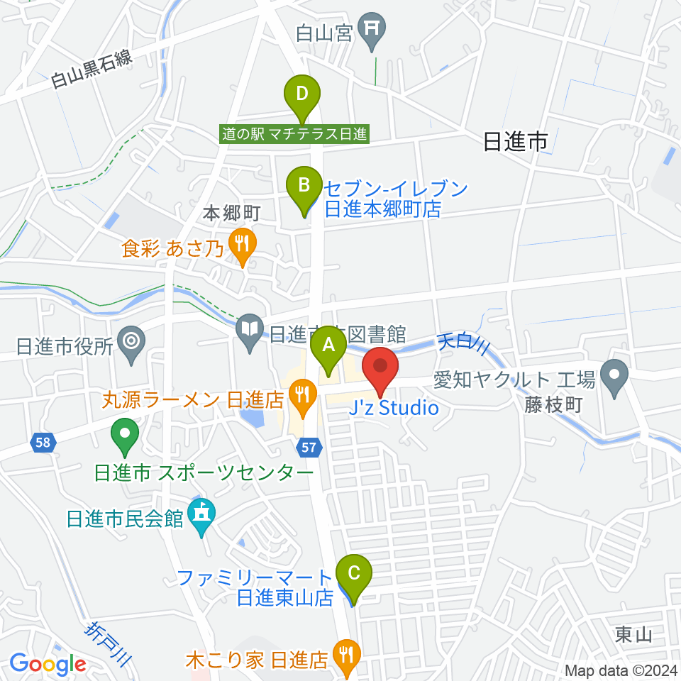 J'z Studio本館周辺のコンビニエンスストア一覧地図