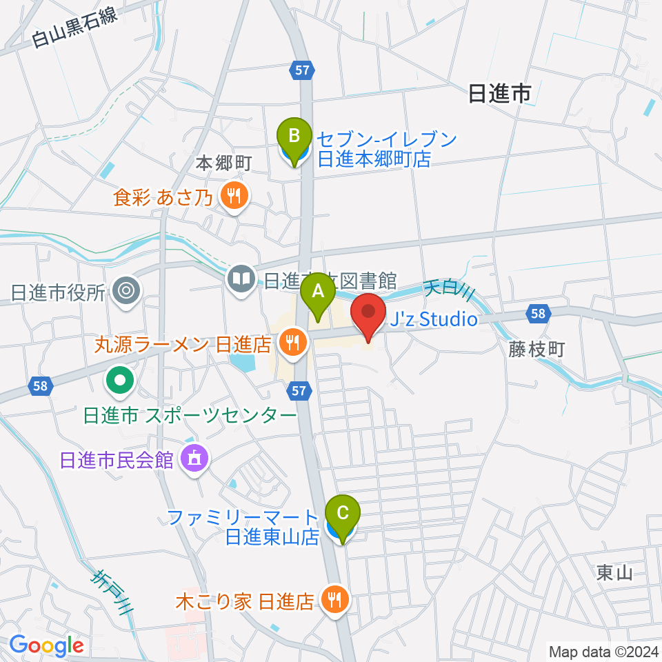 J'z Studio本館周辺のコンビニエンスストア一覧地図