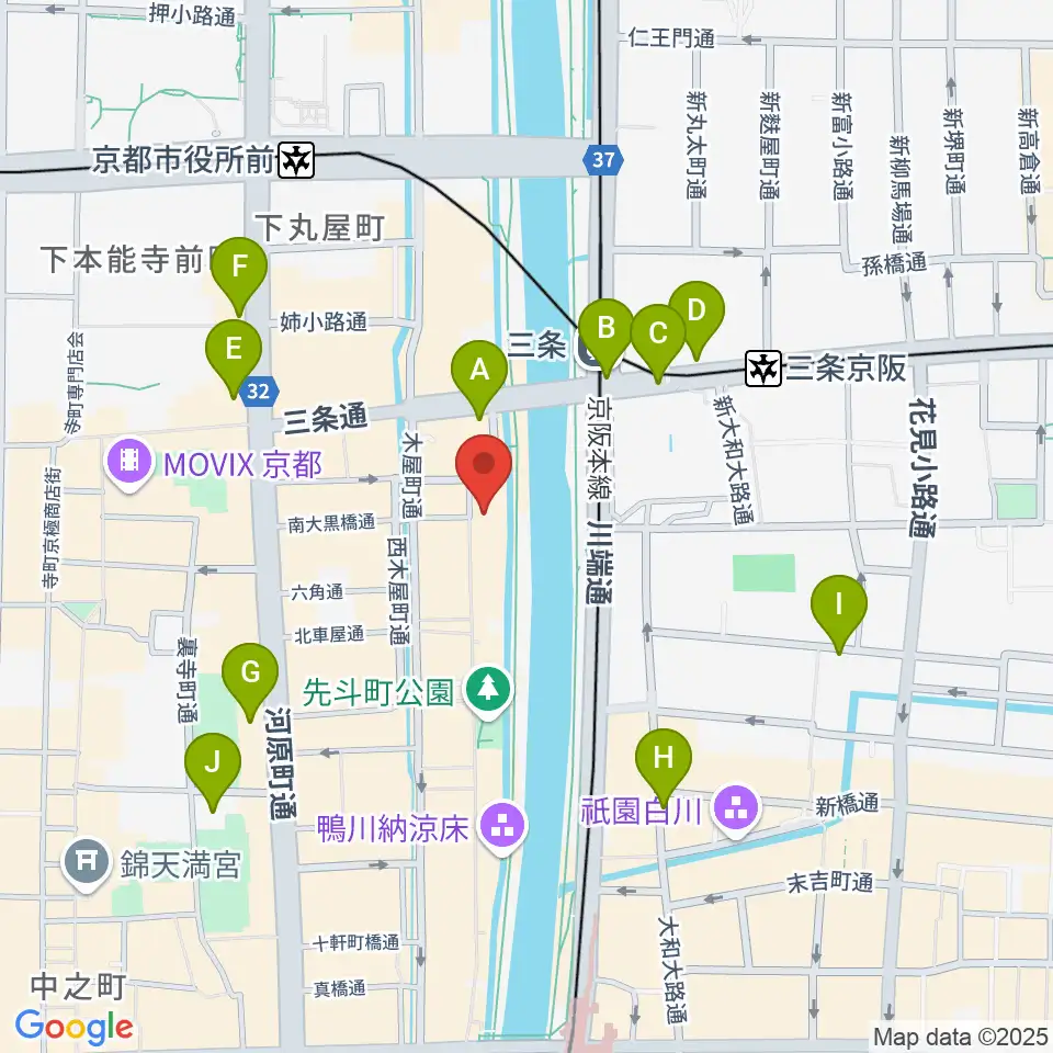 先斗町歌舞練場周辺のコンビニエンスストア一覧地図