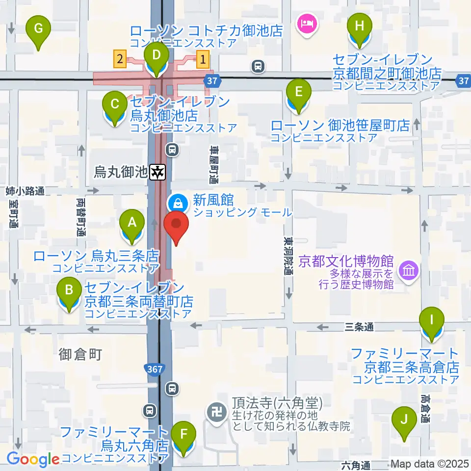 アップリンク京都周辺のコンビニエンスストア一覧地図