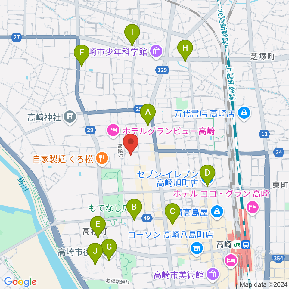 高崎電気館周辺のコンビニエンスストア一覧地図