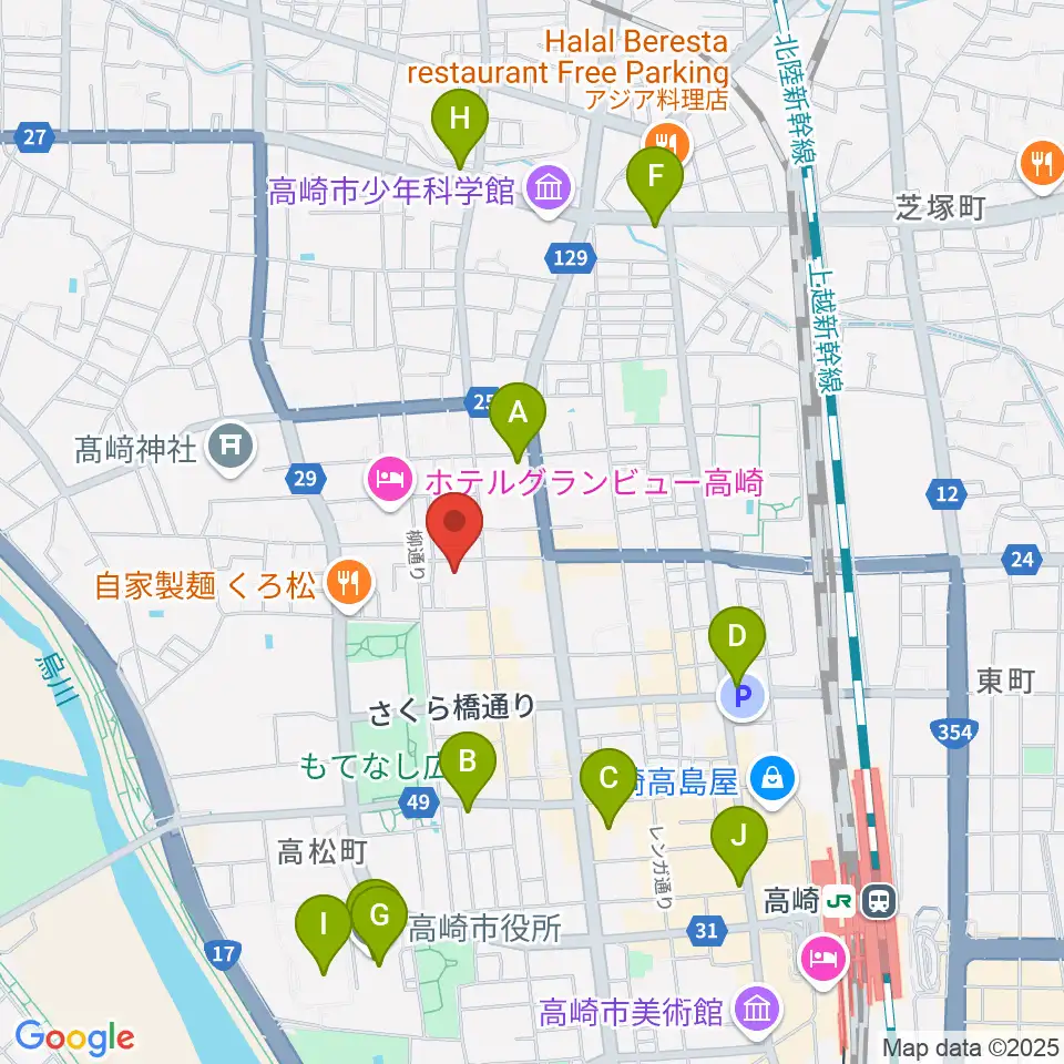 高崎電気館周辺のコンビニエンスストア一覧地図