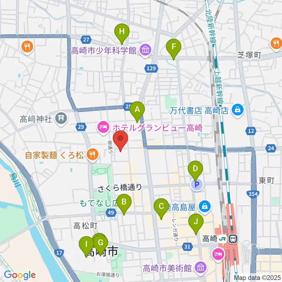 高崎電気館周辺のコンビニエンスストア一覧地図