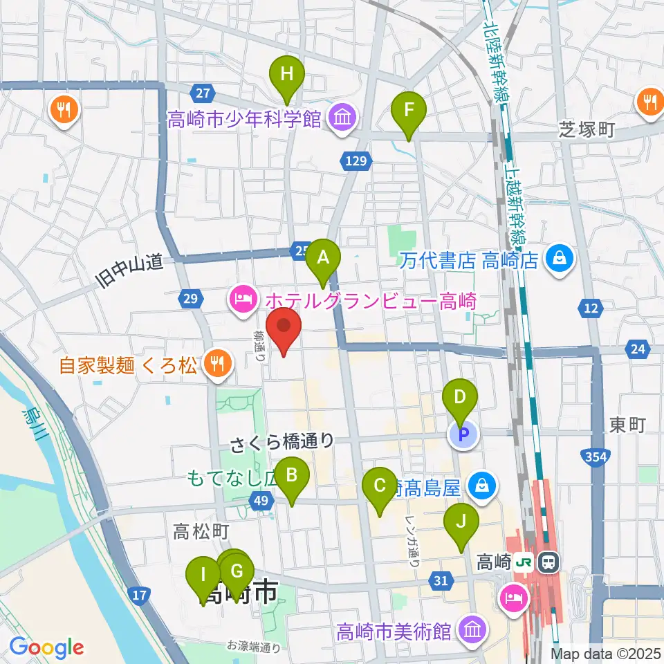 高崎電気館周辺のコンビニエンスストア一覧地図
