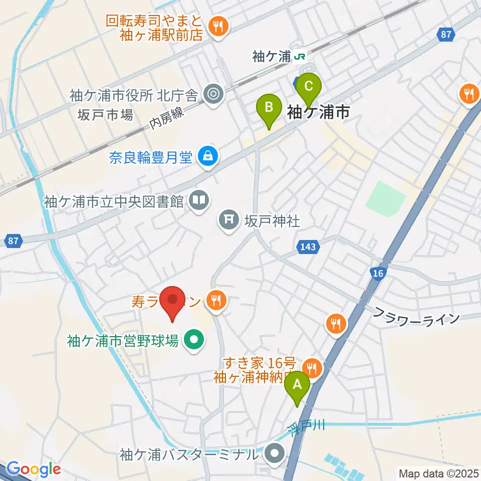 袖ケ浦市総合運動場陸上競技場周辺のコンビニエンスストア一覧地図