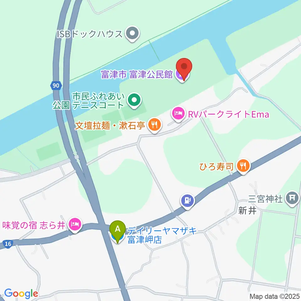 富津公民館周辺のコンビニエンスストア一覧地図