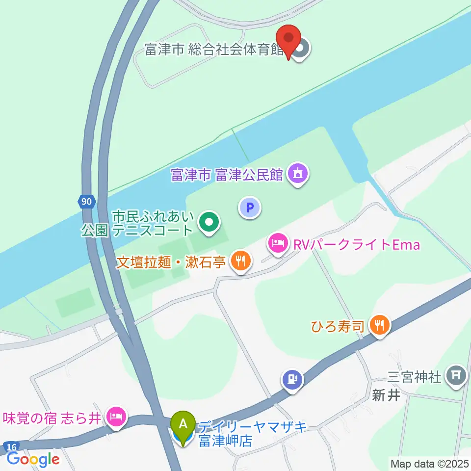 富津市総合社会体育館周辺のコンビニエンスストア一覧地図