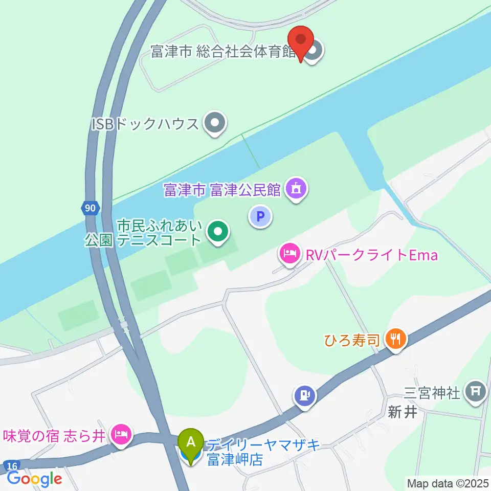 富津市総合社会体育館周辺のコンビニエンスストア一覧地図