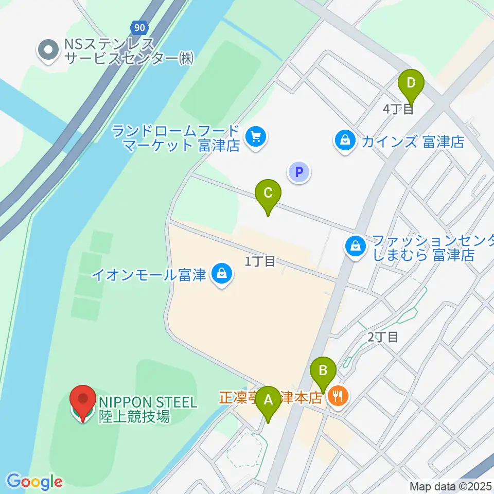 NIPPON STEEL 陸上競技場周辺のコンビニエンスストア一覧地図