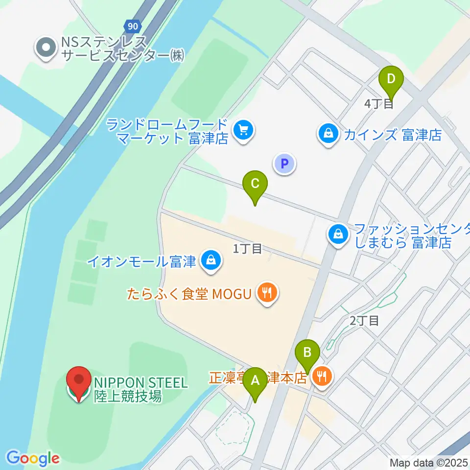 NIPPON STEEL 陸上競技場周辺のコンビニエンスストア一覧地図