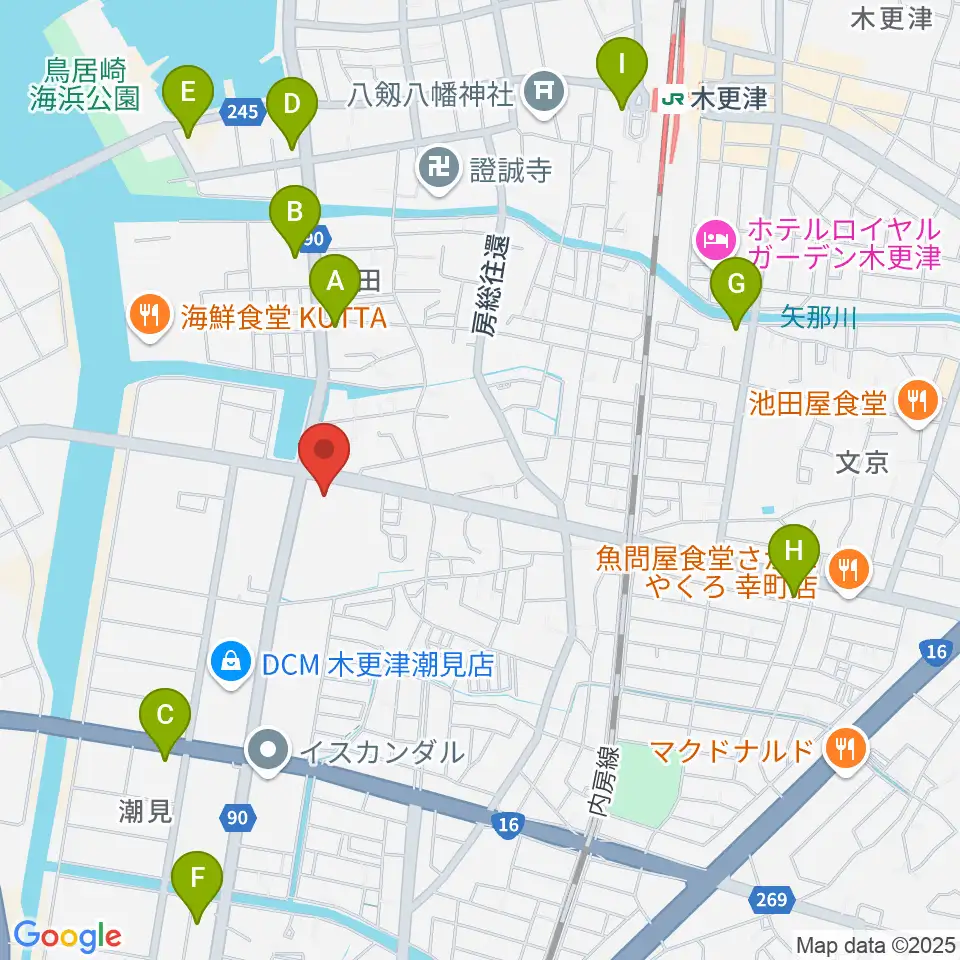 木更津市民体育館周辺のコンビニエンスストア一覧地図