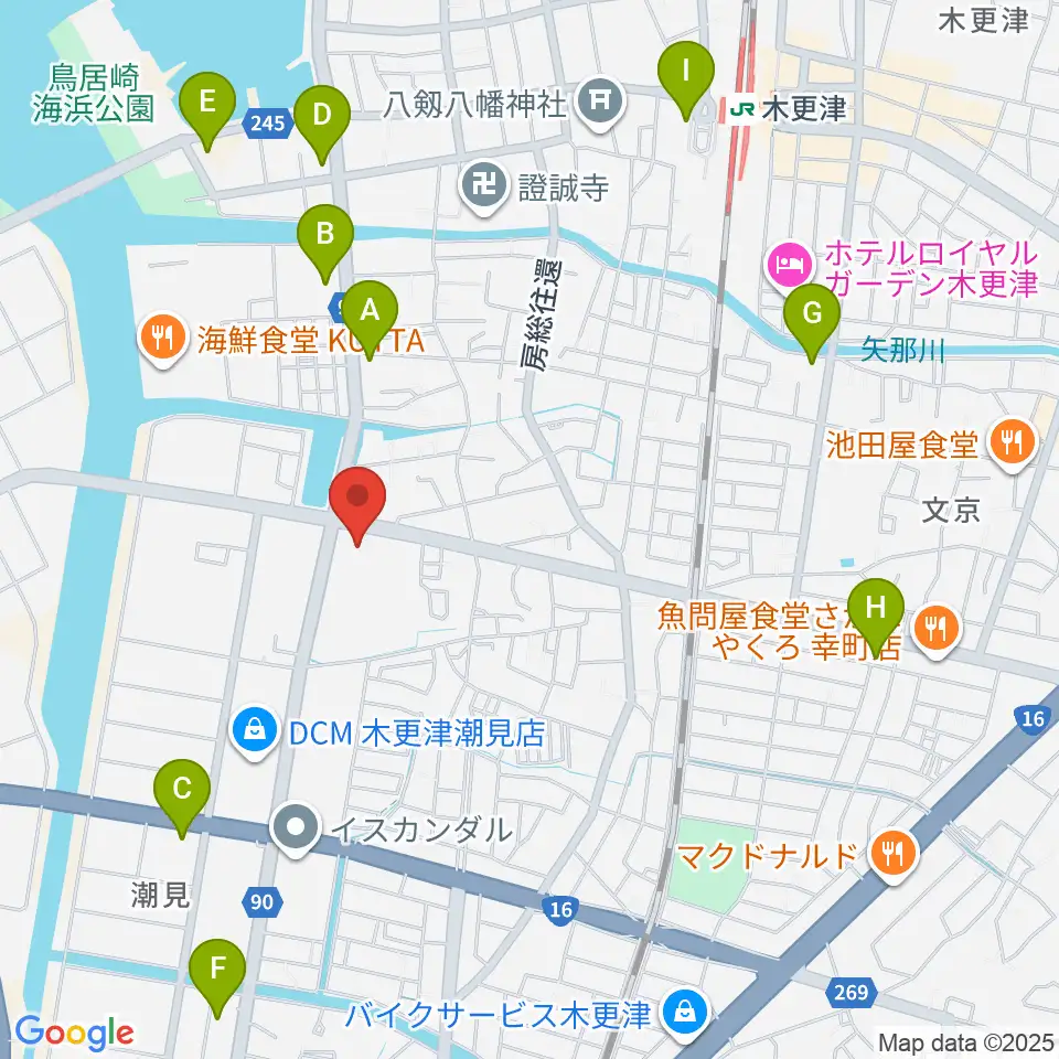 木更津市民体育館周辺のコンビニエンスストア一覧地図