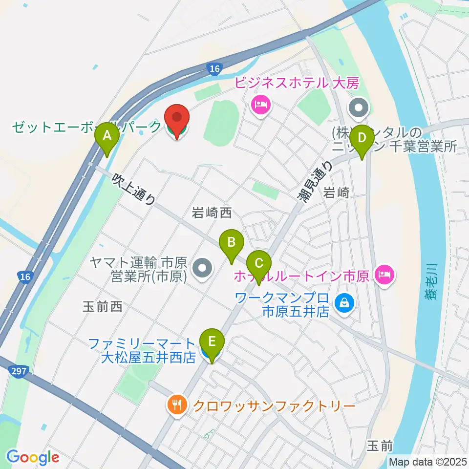 ゼットエーボールパーク周辺のコンビニエンスストア一覧地図