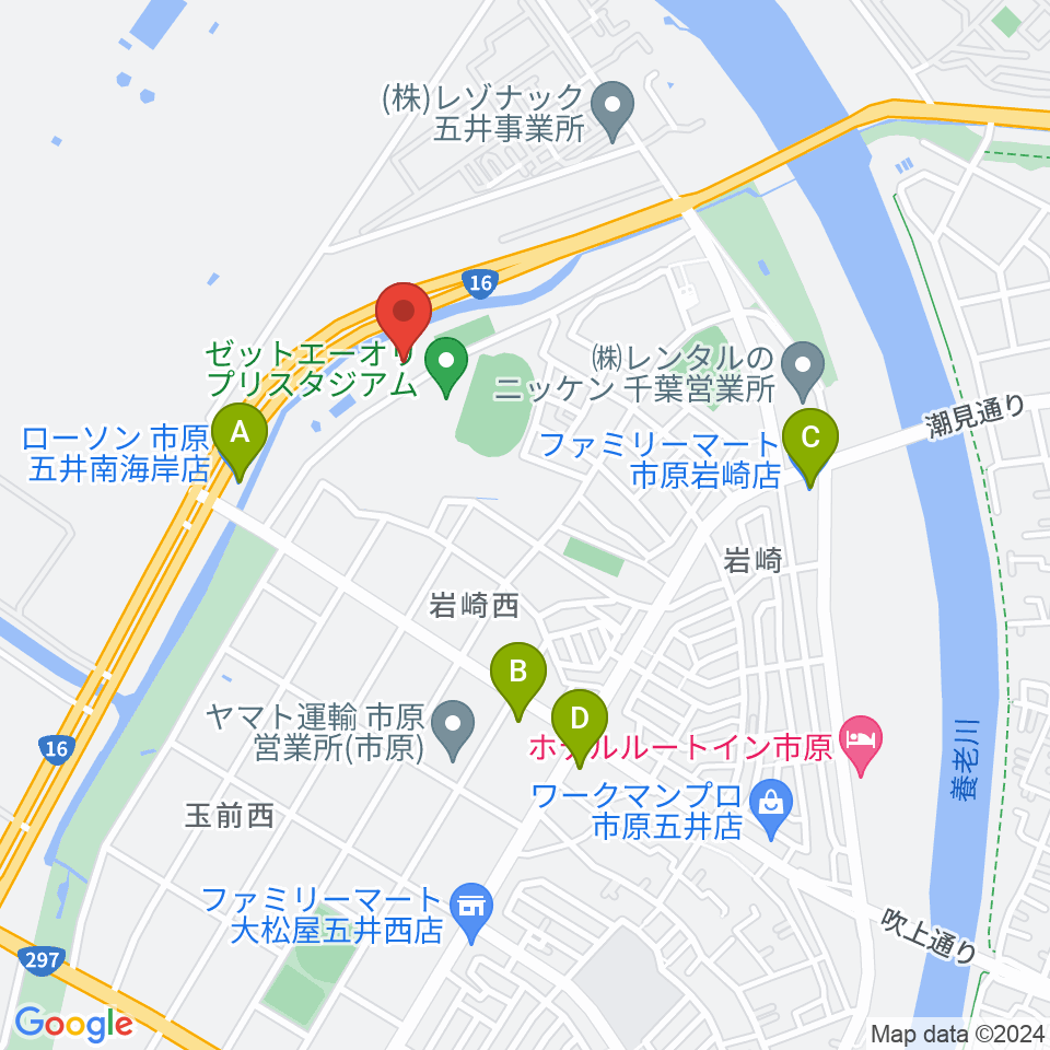 市原市臨海体育館周辺のコンビニエンスストア一覧地図