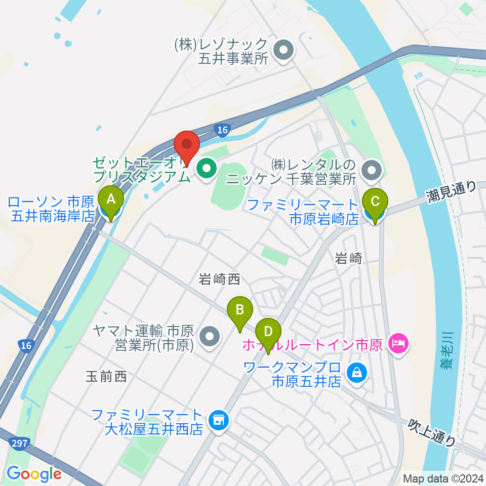 市原市臨海体育館周辺のコンビニエンスストア一覧地図