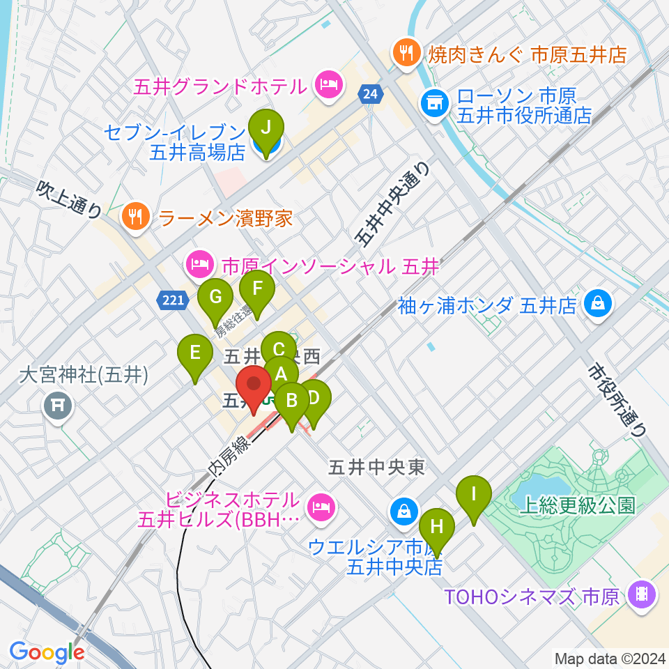 サンプラザ市原周辺のコンビニエンスストア一覧地図