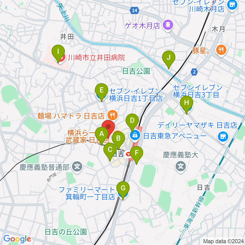 グリーンヒル音楽スタジオ周辺のコンビニエンスストア一覧地図