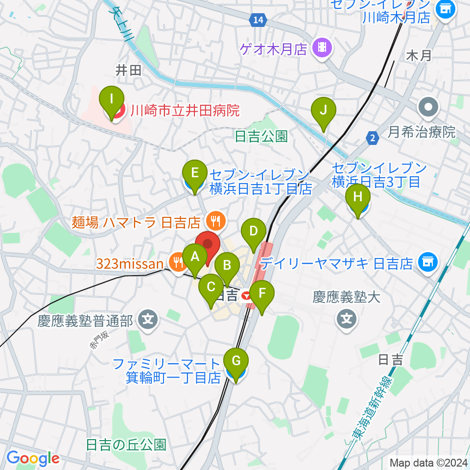 グリーンヒル音楽スタジオ周辺のコンビニエンスストア一覧地図