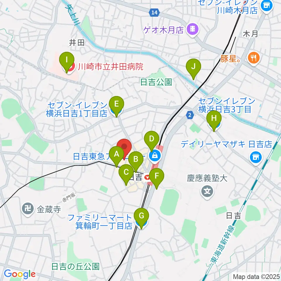 グリーンヒル音楽スタジオ周辺のコンビニエンスストア一覧地図
