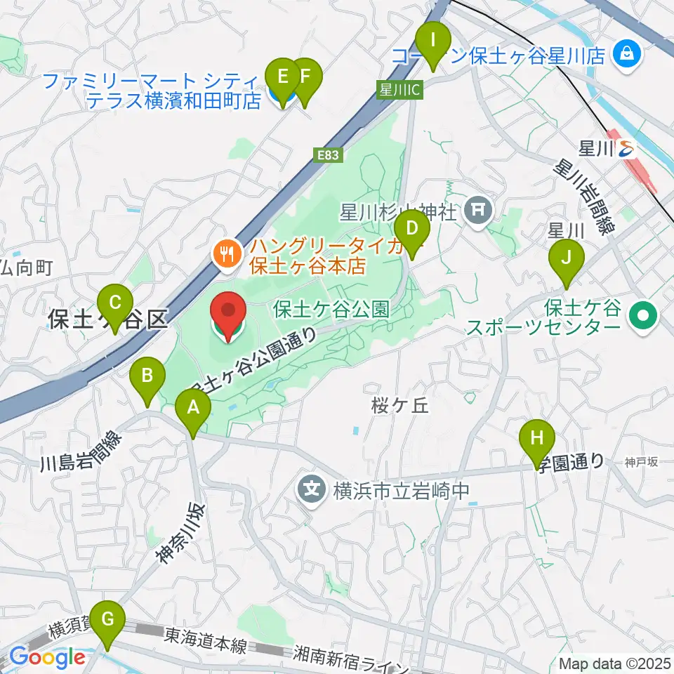 サーティーフォー保土ケ谷球場周辺のコンビニエンスストア一覧地図