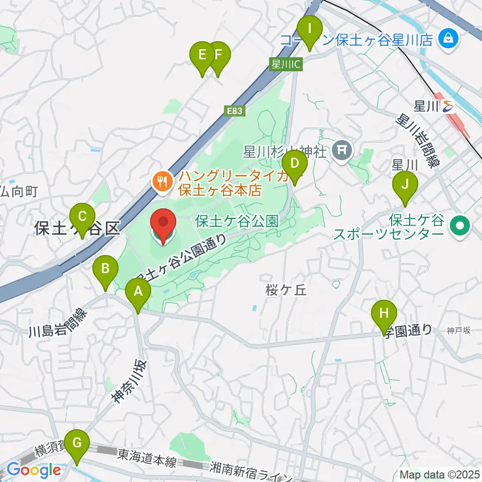 サーティーフォー保土ケ谷球場周辺のコンビニエンスストア一覧地図